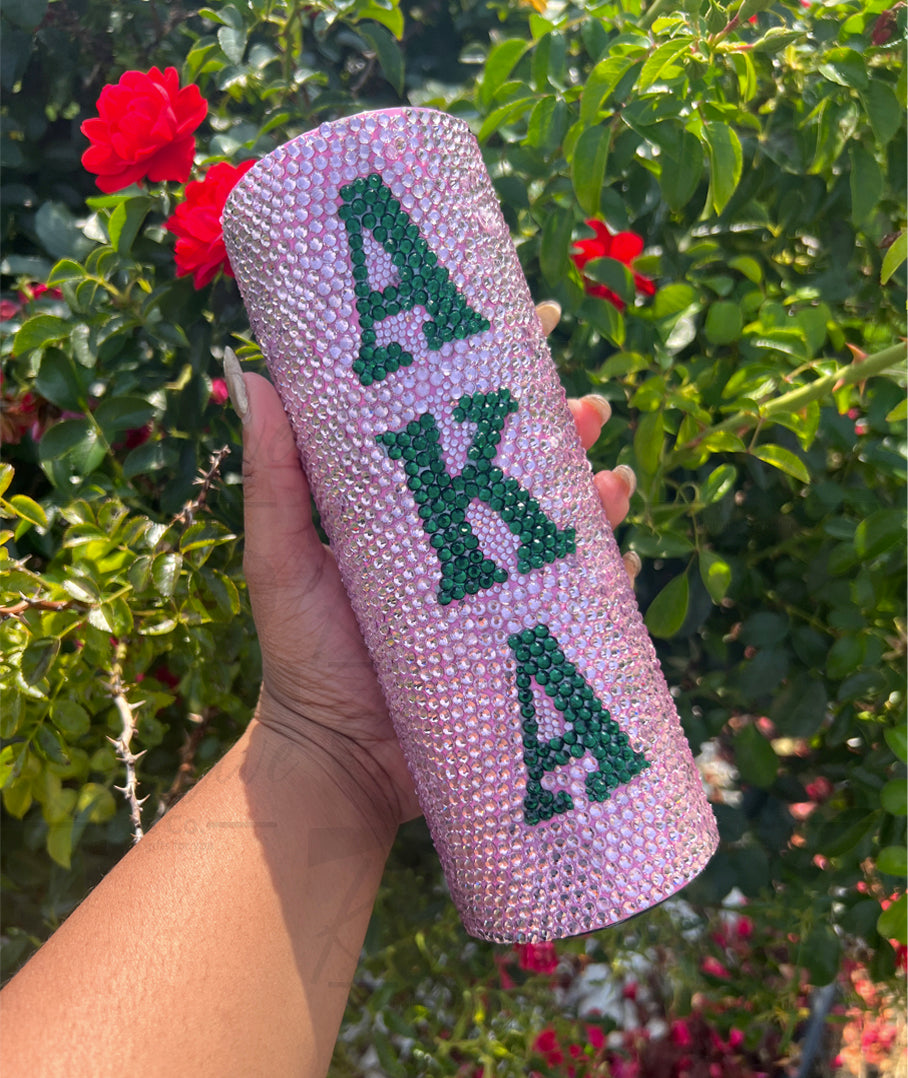 AKA Pink and Green Bling Tumbler 20oz Kustom Tumbler
