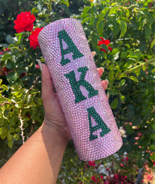 AKA Pink and Green Bling Tumbler 20oz Kustom Tumbler