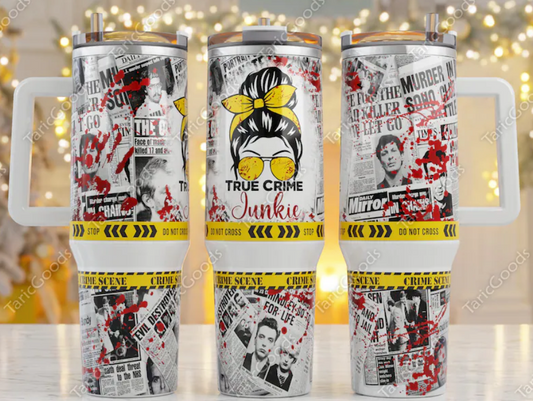 True Crime Junkie 40oz Tumbler with Handle