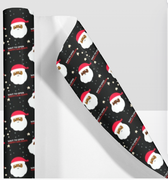 African American Santa "Wait to Open ... Happy Holiday" Wrapping Paper