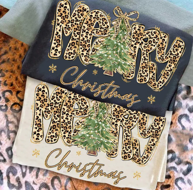 Cheetah Print Merry Christmas
