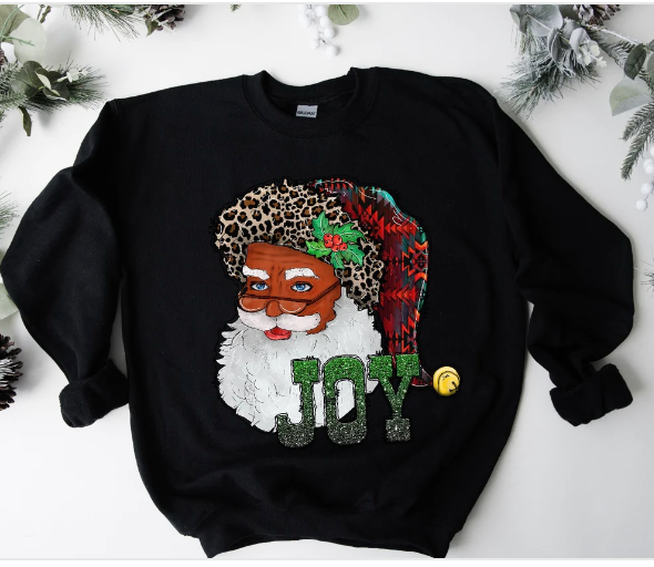 Joy Christmas African American Santa Shirt