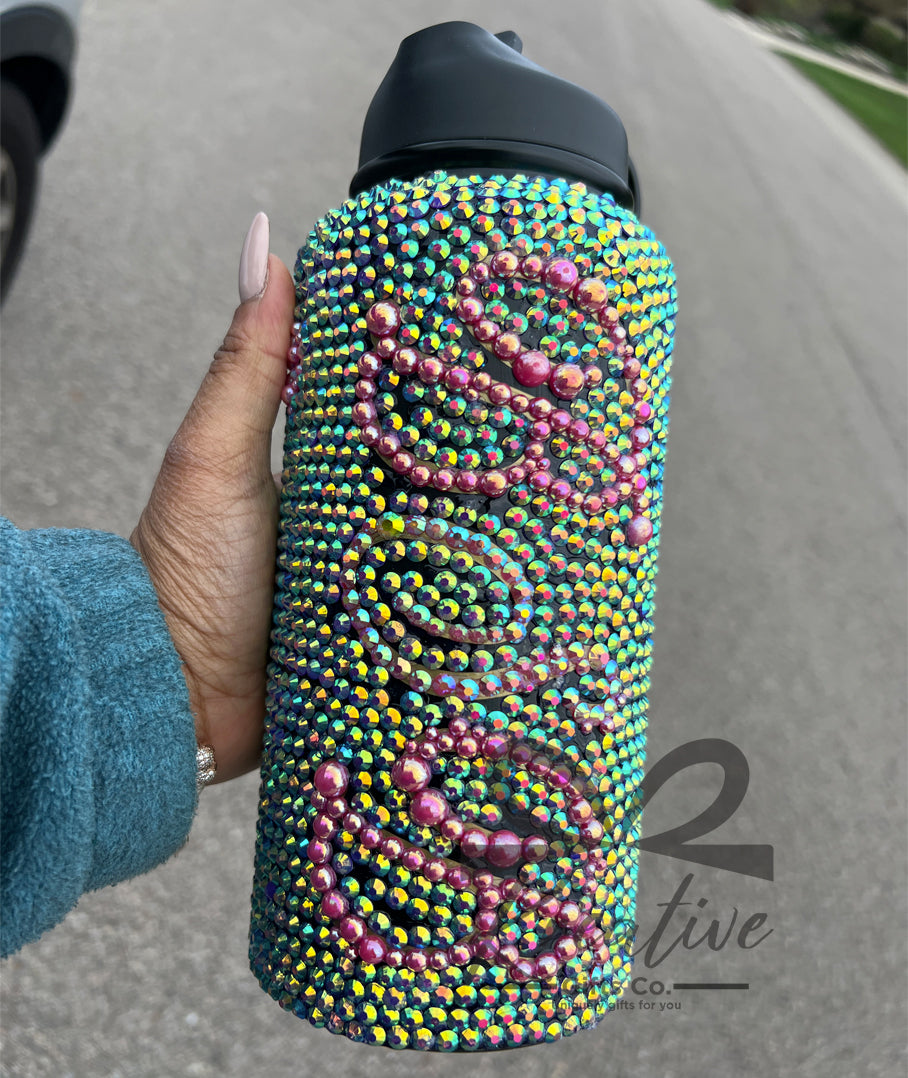 Kustom Initial Rhinestone Tumbler
