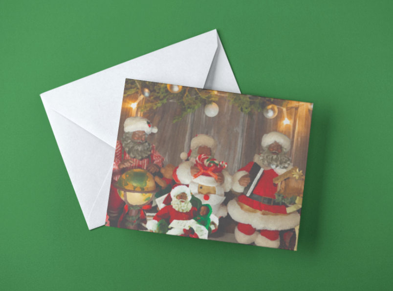 African American Santa's Around the World Greeting Cards