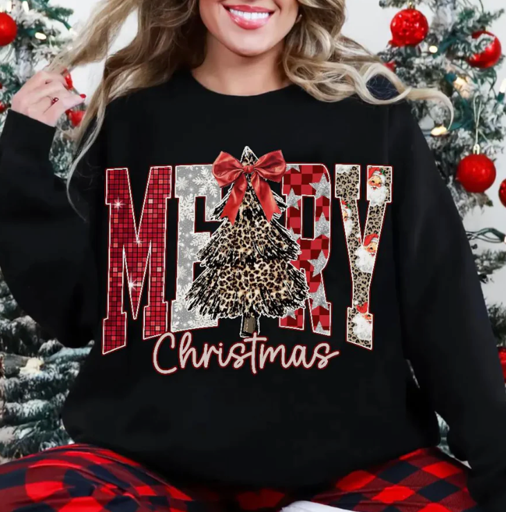 Merry Christmas Leopard Tree Sweatshirt