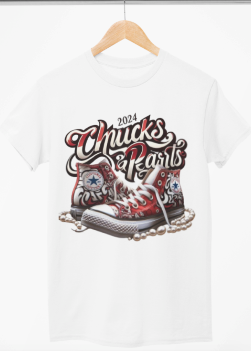 Chucks and Pearls - Red/White Tshirt