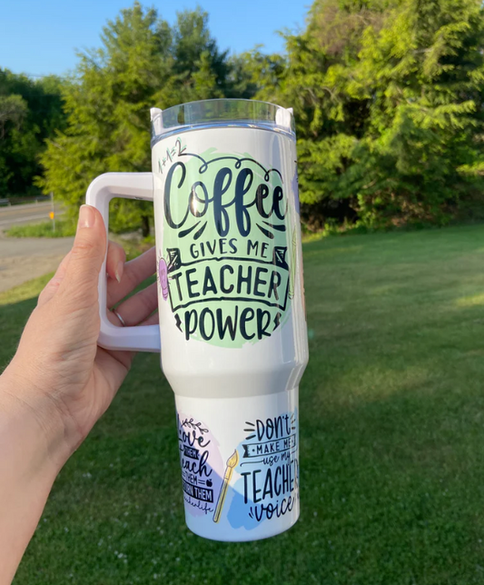 Coffee Gives Me Teacher Power Tumbler