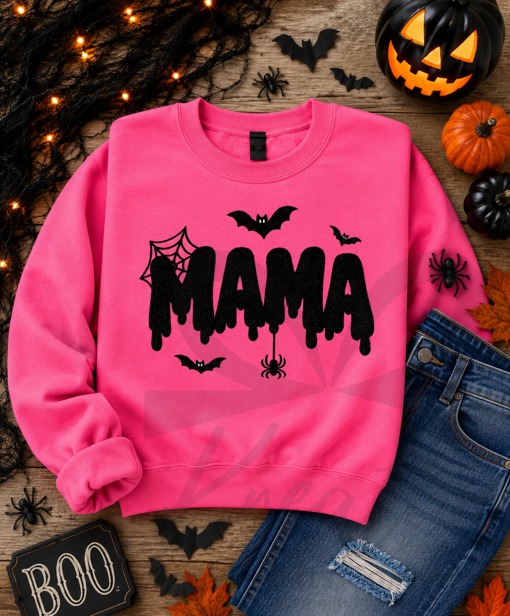 Halloween Mama Glitter Embroidered Sweatshirt