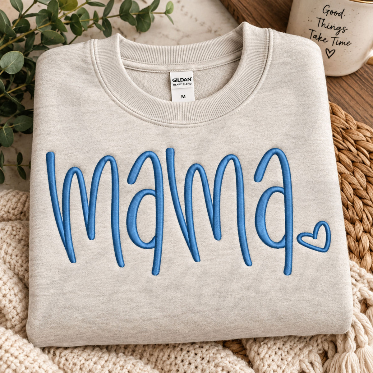 Mama Handwriting  Embroidered Apparel