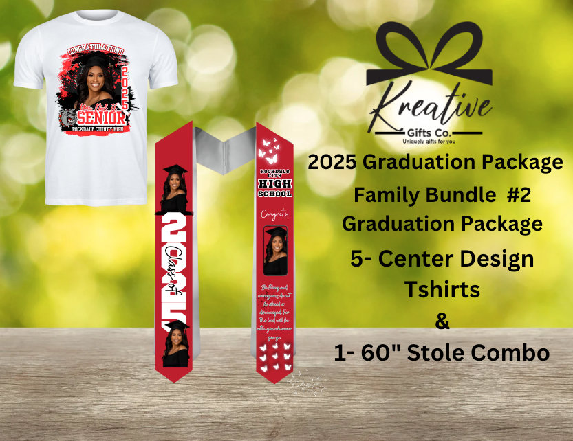Family Custom Center Print T-shirt & Stole Package