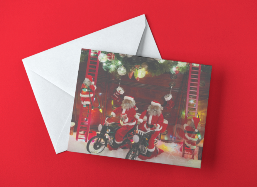 African American Santa's on Motorcycles Greeting Card